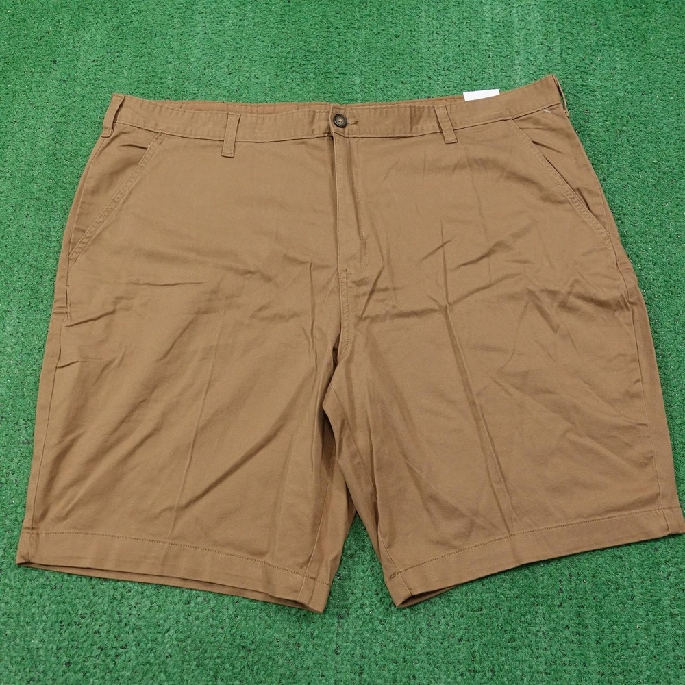 New! George Shorts Mens 44 Brown Chino Cotton Spandex Pockets 10 Inseam